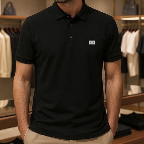 Imported Signature Style: Patched Logo Polo T-Shirt