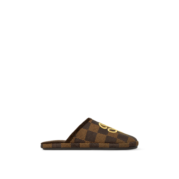 Brande Damier Slippers with Signature Yellow Emblem