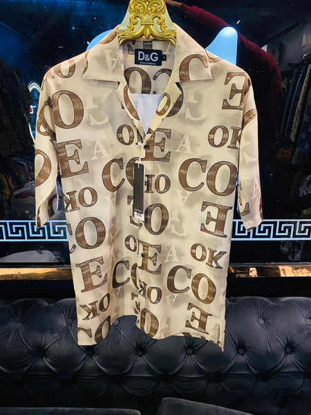 Premium Beige Cuban Collar Shirt For Men