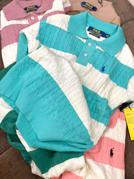 Latest Striped Cable Knit Cotton Shirt