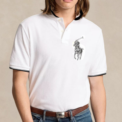 Imported Webbing Collar T-shirt With Patched Logo