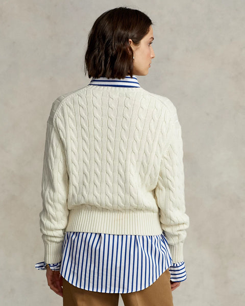 Premium Logo Cable Knit Crewneck Pullover