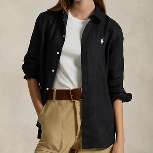 Premium Signature Logo Shirt for Women Classic Collar, Full Sleeve