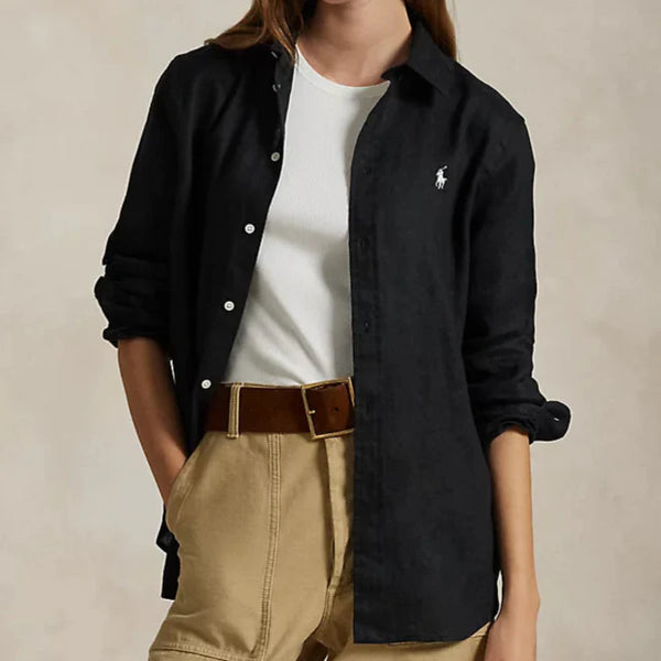 Premium Signature Logo Shirt for Women Classic Collar, Full Sleeve