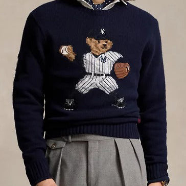 Men’s Premium Teddy Bear Graphic Knit Sweater
