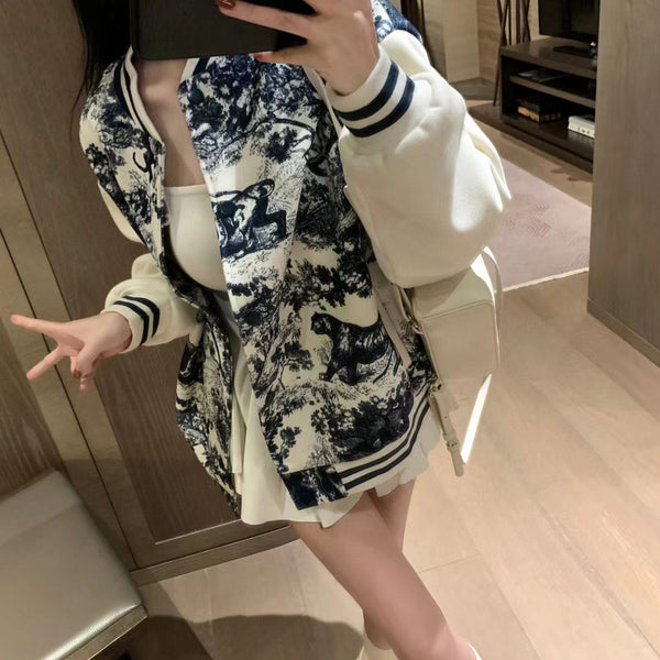 Women Luxury Abstract Design Varsity Jacket