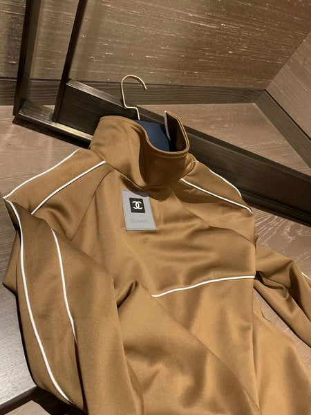 Women Latest Brown Jacket With Logo-Patched